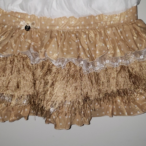 Val Max Girls Tiered Dress Gold White Sz 8 - Picture 2 of 3